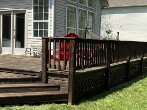 deck and railing finished with TWP1500 Dark Oak 1503